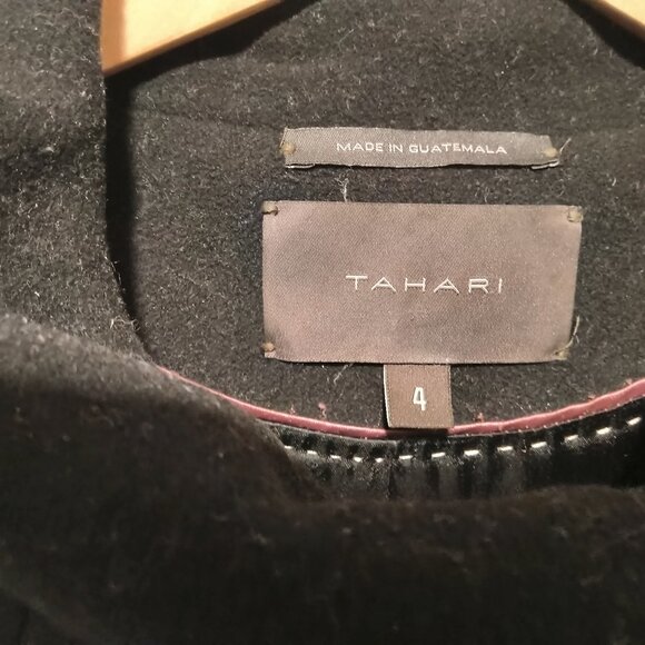 TAHARI  Womens Black Coat Hidden buttons Size 4 - Picture 3 of 9